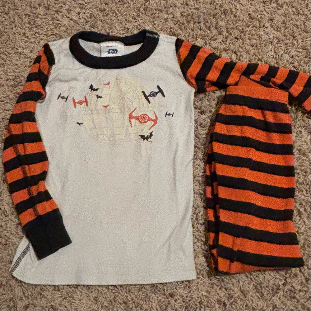 Hanna Andersson Halloween Star Wars Orange & Black Striped Kids Pajamas Size 4